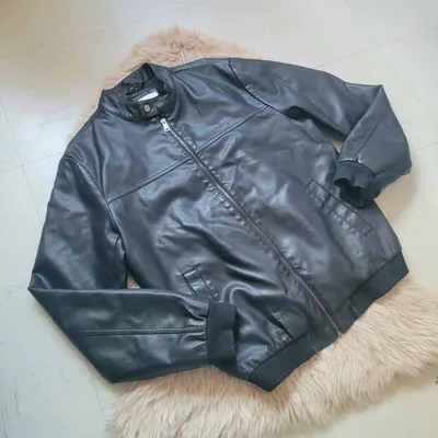 Blouson noir effet cuir style streetwear / Taille 38